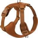 No Pull Dog Harness for Small Medium Large Dogs - Adjustable 2 Layer Mesh Dog Vest with Dual Clip, Escape Proof, Quick Release, Lightweight Breathable Mesh for Walking Hiking (Carmel Brown,M) (M(Neck:18.5-25.6",Chest:20.9-30.7"))