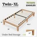 12 Inch Twin XL Solid Wood Platform Bed with Wooden Slats, No Box Spring