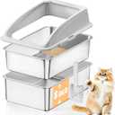 23.6"x15.7"x13.78" Stainless Steel Sifting Litter Box with Lid, XL Sifting Design for Pine Pellets, High Sides Metal Litter Box for Big Cats 7.9in Deep, Easy-to-Clean, Non-Stick