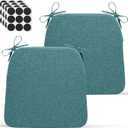 Chair Cushions for Dining Chairs - 17" x 16" x 2" D-Shaped Indoor Seat Cushions - Non Slip Chair Pads with Removable Ties and Washable Cover Set of 2 - Chair Leg Pads Included - Teal