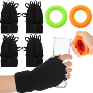 Round Funny 2 Pairs Weighted Gloves for Tremors with 2 Grip Strength Trainer Adjustable Wrist Weights for Hand Tremor, Aid to Provide Wrist Mobility, Improve Dexterity, Strengthen Writing Stability(Black)