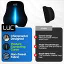 LC Lumbar Support Pillow for Office Chair & Car  Ergonomic Memory Foam Back Cushion for Lower Back Pain Relief  Adjustable Strap, Breathable Cover  Improves Posture & All-Day Comfort