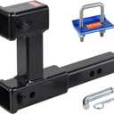 Dual Hitch Receiver with 7-1/2 inch Rise/Drop, Hitch Extender with Anti-Rattle Hitch Tightener and Hitch Pin & Clip, Fits 2 inch Hitch Receiver