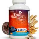 True Moringa Plus+ Focus Support Supplement 10:1 Extract | 20,000mg of Organic Moringa, Reishi, Cordyceps, Lions Mane, Ashwagandha, Bacopa Monnieri | Memory & Brain Health for Adults (150 Capsules)