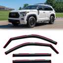 in-Channel Rain Guards for 2023-2026 Toyota Sequoia, Window Visor Shields Vent Deflector Shade Wind Dark Smoke 2024 2025 23 24 25 26, Tape-On Inside-Mount, 4PCS