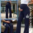Women's Maternity Scrub Pants Wide Leg Cargo Pants Over The Belly Stretchy Workwear Pregnancy Trousers for Nurse, XXL