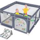 Suposeu Baby Playpen, Large Indoor and Outdoor Playard, Play Pens for Kids Activity Center, Sturdy Safety Baby Fence with Soft Breathable Mesh for Toddler playpen 50"x50"
