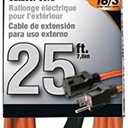 Outdoor Extension Cord Orange 3 Prong - Heavy Duty Vinyl - 16/3 - Ultra flexible, Water resistant, flame retardant - Weather resistant - Reinforced for durability (25 feet)
