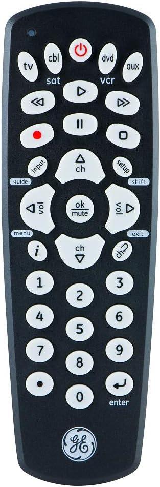 GE Universal Remote Control for Samsung, Vizio, LG, Sony, Sharp, Roku, Apple TV, TCL, Panasonic, Smart TVs, Streaming Players, Blu-ray, DVD, 4-Device, Black, 34708