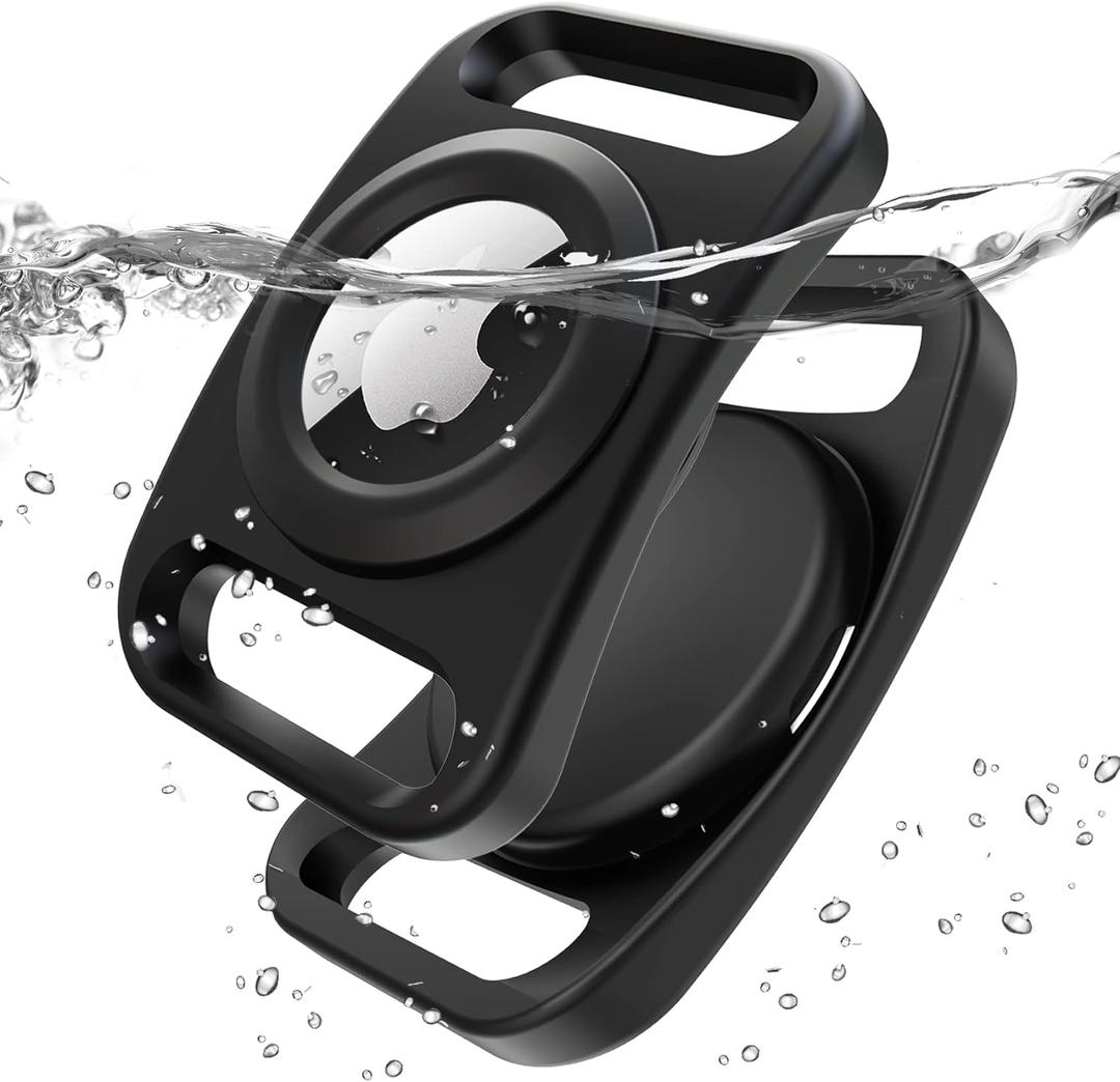 SANKALA Airtag Dog Collar Holder, [2 Pack] Waterproof Airtag Holder for Dog Collar, TPU & Silicone Full Body Covered Apple Airtag Case for Dog Collar, Airtag Protective Cover for Pet Collar, Black