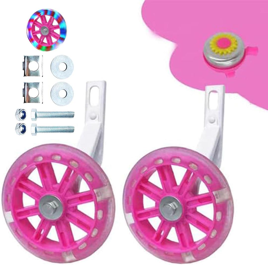Training Wheels for Bicycle,Flash Mute Wheel Compatible for Bikes of 12 Inch 1 Pair (light pink)