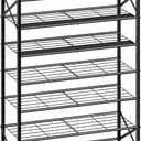 8-Tier Tall Shoe Rack Organizer Shoe Storage for Entryway 24-32 Pairs Metal Shoe Rack for Closet Heavy-Duty Shoe Rack with Wooden Top Shelf for Garage Rustic Brown