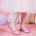 Furdeour Girls Dress Shoes Mary Jane Flower Wedding Party Bridesmaids Shoes Glitter Princess Ballet Flats for Kid Toddler
