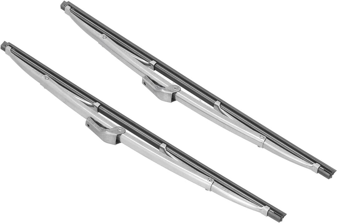Stainless Steel Polished Silver Wiper Blades, Universal 12in, Rainproof, Sunproof