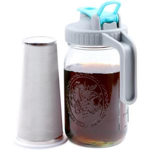 GMSWEET Mason Jar Cold Brew Coffee Maker 32 OZ Wide Mouth Cold Brew Pitcher With Brewer Filter For Coffee, Iced Tea, Sun Tea, Lemonade