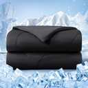 Cooling Comforter Queen Size, Double-Sided Cold Tech Fabric Quilted Bed Comforters Cooling Blanket for Hot Sleepers, Breathable Lightweight Summer Bedding, All-Season Ice Blanket, Black