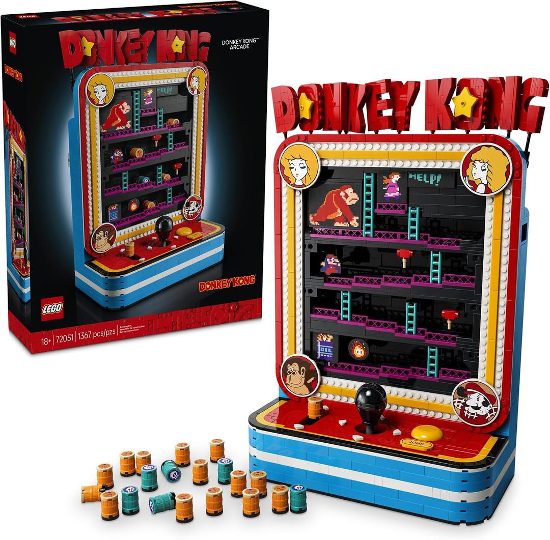 LEGO Super Mario Donkey Kong Arcade 72051 | Collectible Building Set for Adults, Ages 18+, Retro Arcade Decor, Working Levers & Joystick, 1,367 pieces, Gift for Gamers
