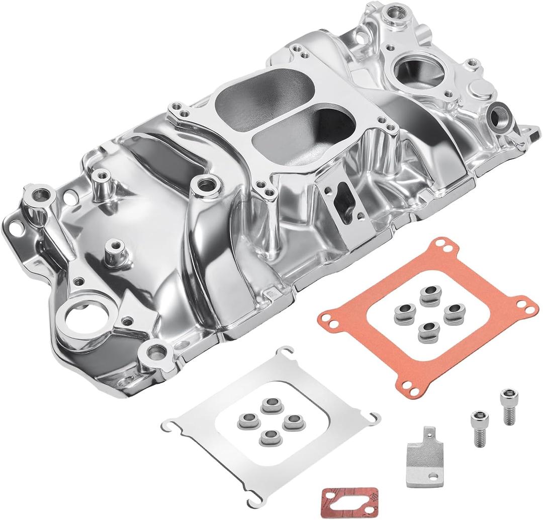 2101 2001 Intake Manifold Aluminum Dual Plane Compatible with Chevy Small Block SBC Suburban Impala Caprice Camaro 262 265 267 283 302 305 307 327 350 400 5,500 RPM V8 Engine 1955-1995