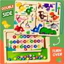 2 in 1 Magnetic Color and Number Maze Magnet Alphabet Counting Car Puzzle Double Sided Board Fine Motor Skills Montessori Preschool Toys for Boys and Girls (Color1, One Side)