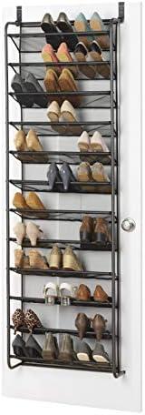 Whitmor 36 Pair Over-The-Door Rack-Gunmetal Gray Shoe Organizer