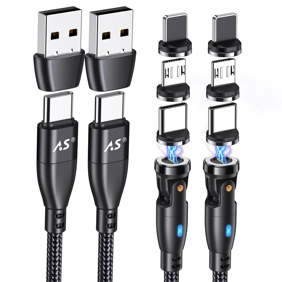 100W 540 Rotation Magnetic Charging Cable 3.3FT/6FT-2Pack, USB C to USB C Cable Fast Charge Magnetics USB C Charging Cable, Magnetic Charge Cable, Data Transfer Capable, Compatible with All Devices