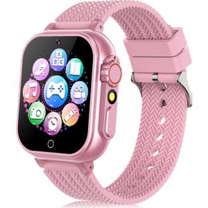 Kids Smart Watch for Girls with 32 Games Audiobook Learn Card HD Touchscreen Camera Music Player Pedometer Educational Toys Birthday Gift for Girls Ages 4-12 (Pink)