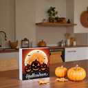 Halloween Decorations Indoor Home Room Pumpkins Table Sign Wood Box Rustic Wooden Shelf Desk Office Decor Season Sign House Warming Gifts 5.9 x 5.9 Inch