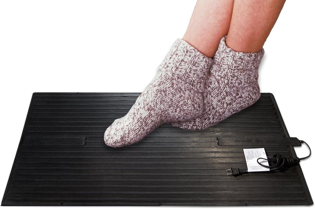 Cozy Products Electric Foot Warmer, Large and Portable Heated Rubber Mat, Personal Space Heater for Home, Office, Garage, and Car, 120 Watts, 8 lbs, 22.95" x 13.97" x 0.70"