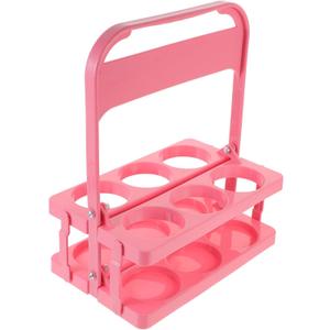 Milisten Portable Drink Carrier 6 Cup Foldable Plastic Cup Holder Reusable Beverage Deliverys Holder Beer Bottle Holder with Handle for Party Restaurant (Pink)