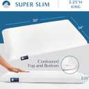 Bluewave Bedding Super Slim Gel Memory Foam Pillow for Stomach and Back Sleepers - Thin, Flat Design for Cervical Neck Alignment and Deeper Sleep (3.25-Inches Height, King Size)