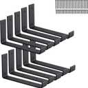 10 Pack Heavy Duty J Shelf Brackets with Lip, 9-Inch Industrial Wall-Mounted Floating Supports for 8.8" Wide Lumber Board, Black, HOME MASTER HARDWARE