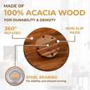21" Acacia Wood Turntable Organizer | Lazy Susan for Table Top, Cabinet or Pantry | Wooden Rotating Tray for Kitchen Countertop, Durable, Easy to Clean, No Assembly Needed