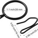 Hotop 30 Pcs Metal Drapery Curtain Rings 0.98/1.26/1.65 inch Interior Diameter and 30 Pcs Hanging Curtain Drapery Pin Hooks for Window Door Shower(Black,25 mm)