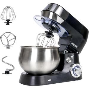 3-in-1Stand Mixer, 5.3Qt 660W, 6-Speed Tilt-head Food Mixer, Electric Kitchen Portable Lightweight Mixer with Stainless Steel Bowl, Dough Hook, Whisk, Beater(Black)