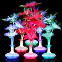6 Pcs Fiber Optic LED Flower Luau Table Centerpieces Flashing Flower Party Decorations Colorful Artificial LED Flower Festival Light Lamp for Home Wedding Birthday Hawaiian Party Decor