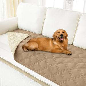 Smiry Waterproof Dog Bed Cover Blanket 30x70, Soft Reversible Pet Blanket, Washable Leakproof Cats Dogs Couch Cover for Sofa, Couch, Furniture, Camel/Beige (30x70 Inch)