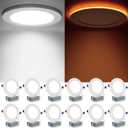 Meconard 12 Pack 6 Inch 5CCT LED Canless Recessed Lighting with Night Light, 2700K/3000K/3500K/4000K/5000K Selectable Ultra-Thin LED Ceiling Lights, 12W=110W, 1050LM, Dimmable Wafer Downlight ETL&FCC (White)
