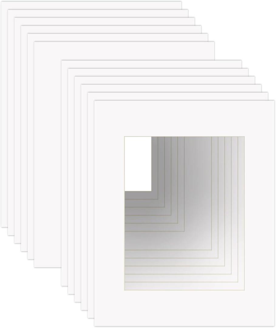 ZBEIVAN 16x20 White Picture Mats for 11x14 Pictures with Core Bevel Cut Frame Mattes - Pack of 12