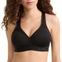 Champion Women's V-neck Racerback, Moisture-wicking, Moderate Support Sports Bra (Medium, Black)