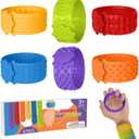 Fidget Toys Slap Bracelets, 6 Pack Textured Sensory Toys for Kids with Autism, Wearable Fidgets for Classroom Prizes & Calm Down Corner