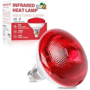 LUCKY HERP Heat Lamp Bulbs for Chickens, 150W Infrared Heat Lamp 1 Pack, Red Heat Lamp Bulbs for Reptiles, Pets, Brooder Coop and Poultry