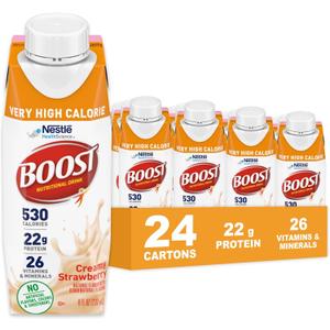 Boost Very High Calorie Strawberry Nutritional Drink 22g Protein, 530 Nutrient Rich Calories, 8 Fl Oz (Pack of 24) BBD Oct 16 2025