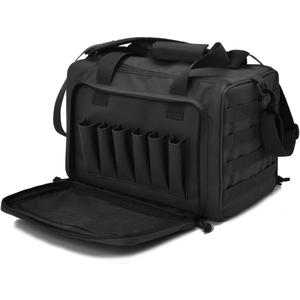 Tactical Range Bag Deluxe Pistol Shooting Range Duffle Bags (Black)