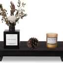 zoocatia Small Wood Tray Pedestal Stand Farmhouse Bathroom Decor Decorative Wooden Riser Kitchen Soap Dish Holder for Vanity, Counter, Sink, Large 11.8" x 7" - Black