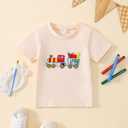 Toddler Boy Back to School Outfit First Day of School Shirt+Striped Shorts Summer Clothes Set (White)