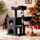 Fansafurn Cat Tree Tower for Indoor Cats, 36-inch Adult Cat Tree House for Large Adult Cats with Steps, Scratching Post, 2 Cat Condo, Dangling Toys, Dark Grey