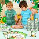 200 Pcs Jungle Safari Baby Shower Paper Plates Napkins Cups Baby Shower Party Supplies Tableware Set Jungle Animal Disposable Cup Napkin for 50 Guest Girls Spring Party Decoration (Green)