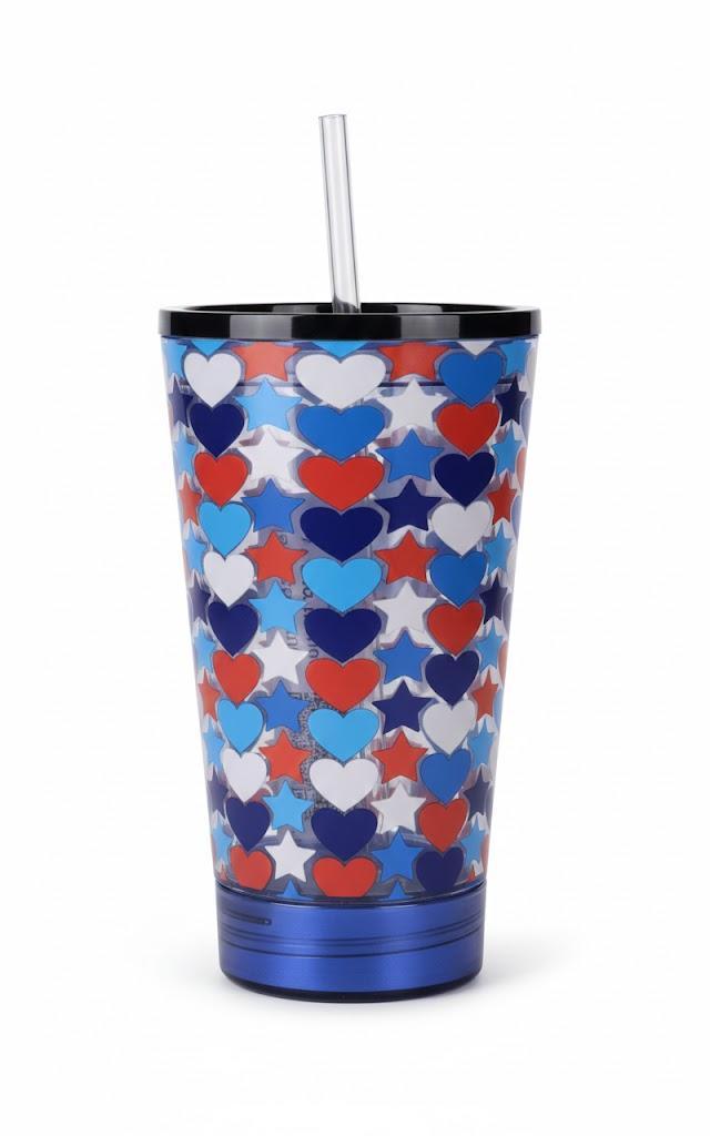 Luum Glo&Go Led 18oz Tumbler Hearts and Stars (Pack of 2)