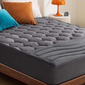 Bedsure Grey Queen Mattress Pad - Quilted Fitted Mattress Topper Protector with 8-21 Inches Deep Pocket, Noiseless Breathable Bed Cover Padded, Machine Washable, Grey, 60x80 Inches