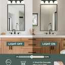 Bathroom Light Fixtures, 4 Light Matte Black Vanity Light, 26 Inch Modern Wall Sconces with Globe Milk White Glass Shade, Vanity Lighting Fixtures Over Mirror, VL195-MB-ML-4